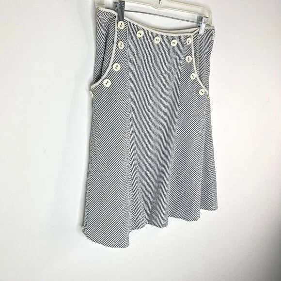 Anthropologie Viola Womens Skirt Size 0 Gray White Seersucker Striped Pockets - Picture 6 of 12